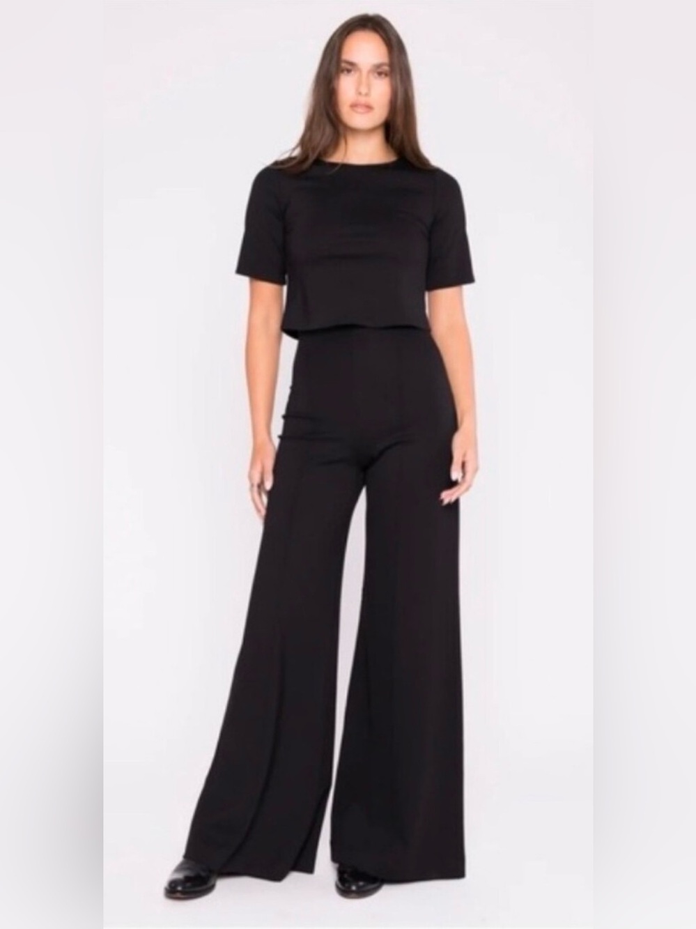Ripley Rader Black Ponte Knit Long Wide Leg Pants